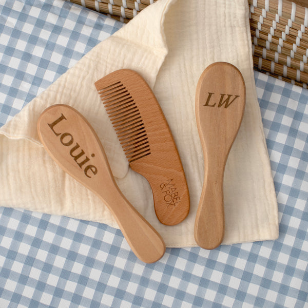 Mabel & Fox - Personalised Wooden Brush Set - Timeless Serif - Mabel & Fox