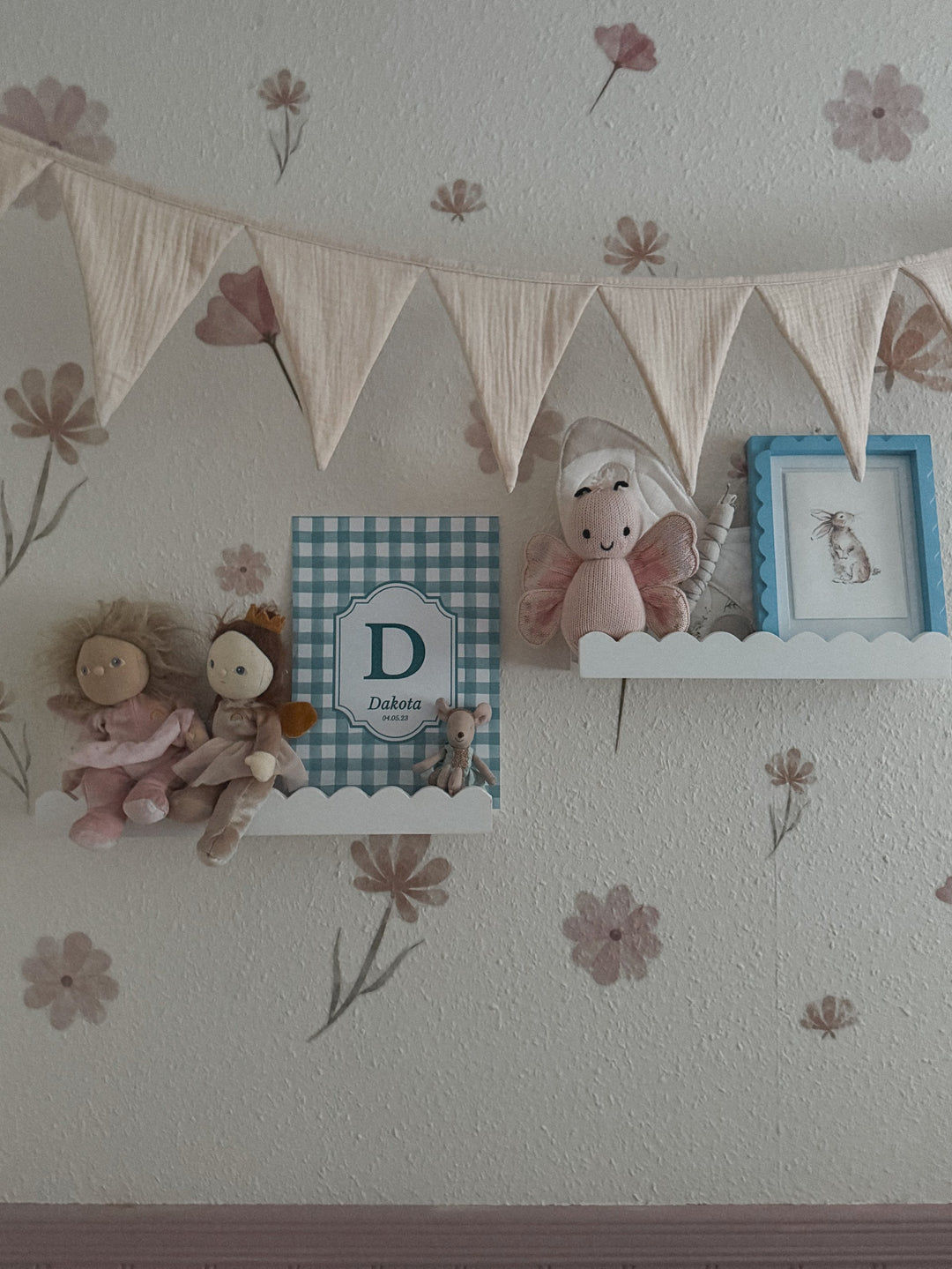 Mabel & Fox - Personalised Art Print - Blue Gingham