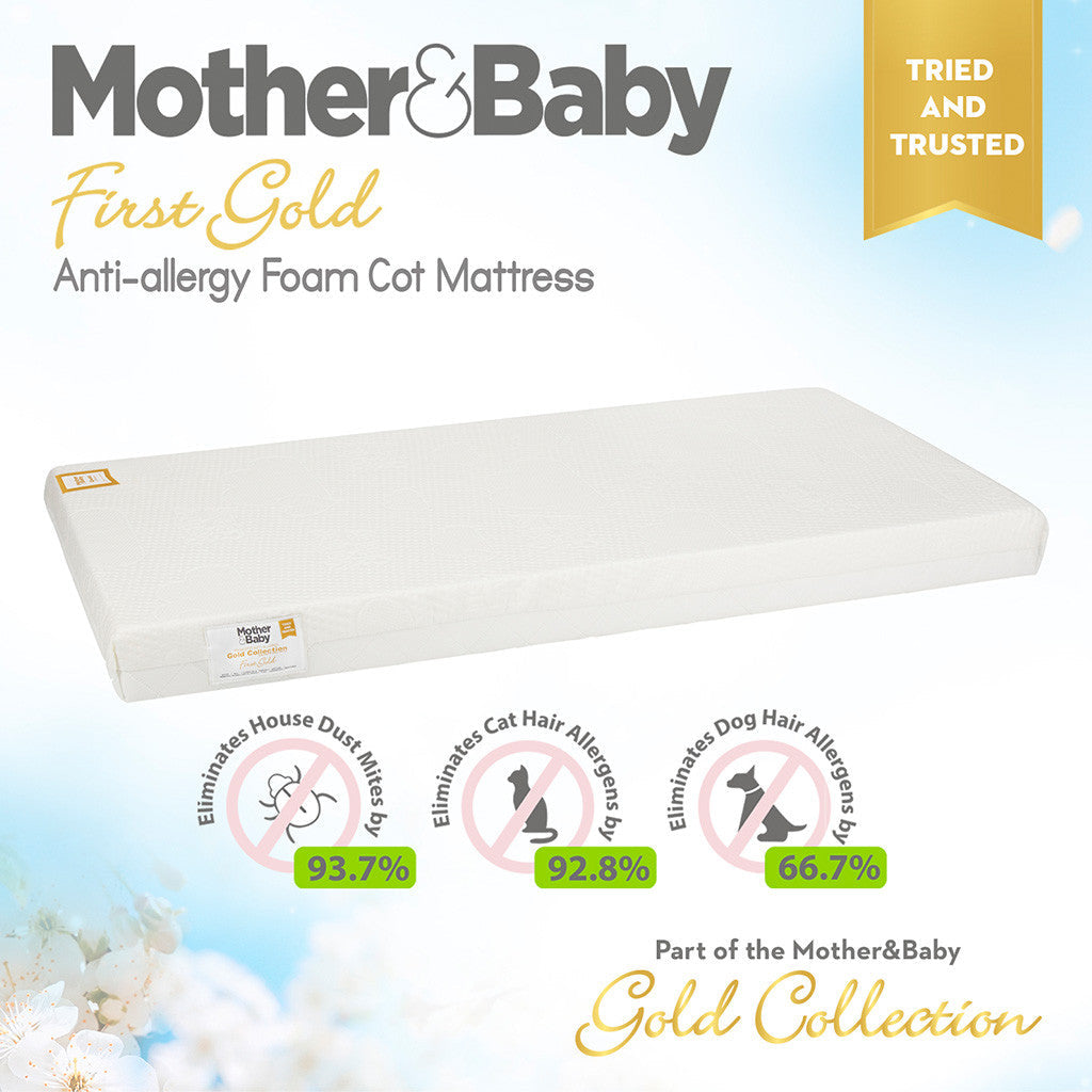 CuddleCo - Mother&Baby First Gold Anti-Allergy Foam Mattress - (120 x 60cm / 140 x 70cm) - Mabel & Fox