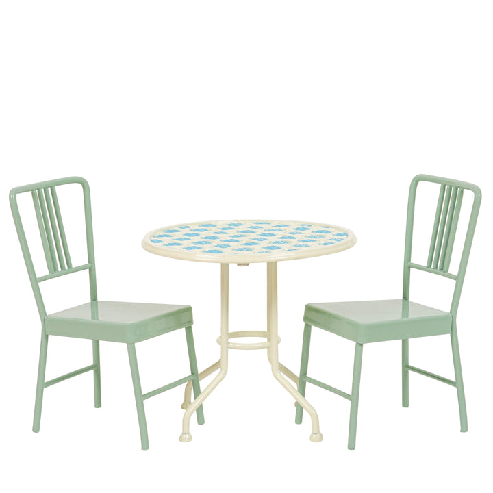 LEVLOVS – Table and Chairs Set – Fresh Green Floral Pattern