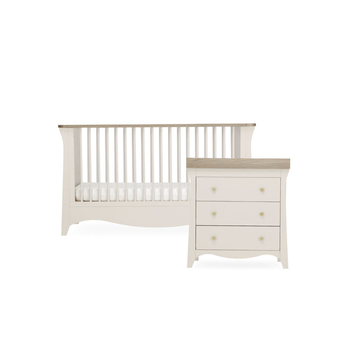 CuddleCo - Clara Cot Bed & Dresser Changer - 2 Piece - Cashmere & Ash