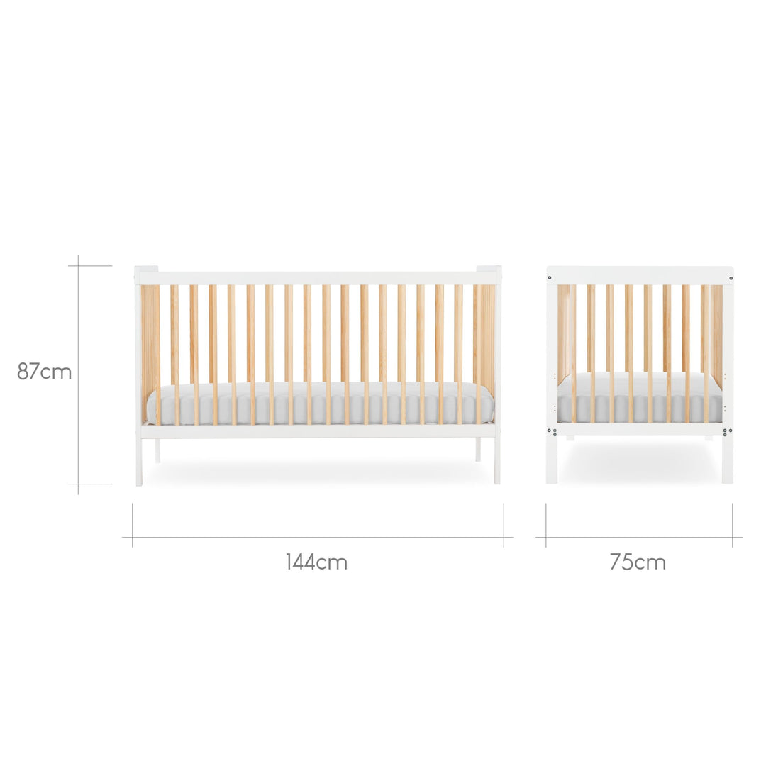 CuddleCo - Nola Cot Bed - White & Natural