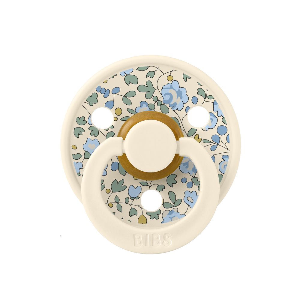 Bibs x Liberty - Colour Pacifier - Round Nipple - Eloise Sky Blue / Dusty Blue - Mabel & Fox