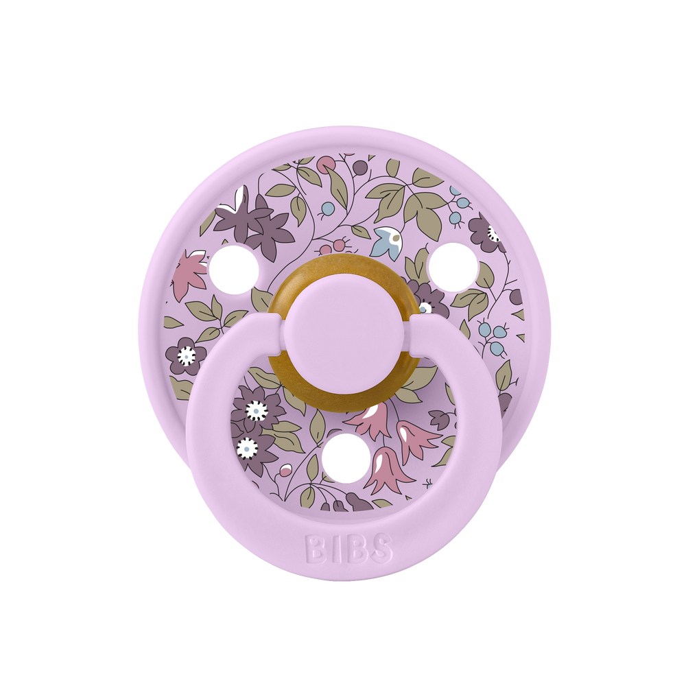 Bibs x Liberty - Colour Pacifier - Round Nipple - Chamomile Lawn Violet Sky / Mauve - Mabel & Fox