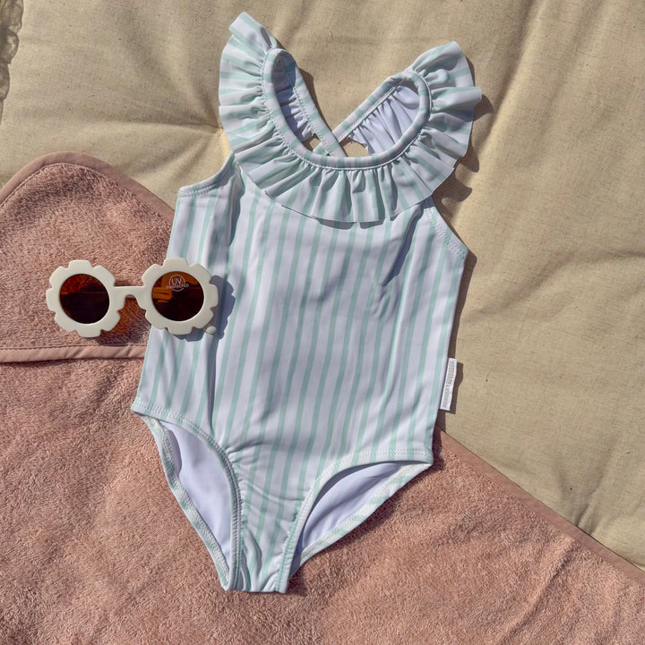 Mabel & Fox - Swimsuit Set - Mint Green Stripe (2 Pcs)