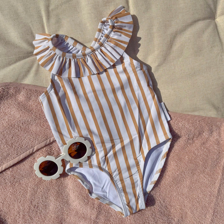 Mabel & Fox - Swimsuit Set - Mustard Stripe (2 Pcs)