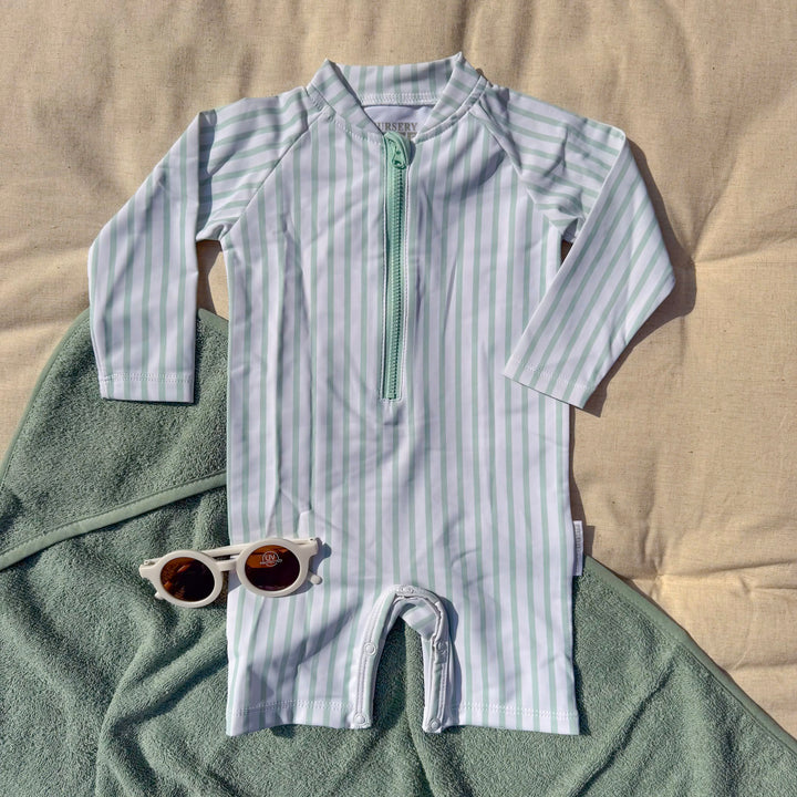 Mabel & Fox - Swimsuit Set - Green Stripe (2 Pcs)