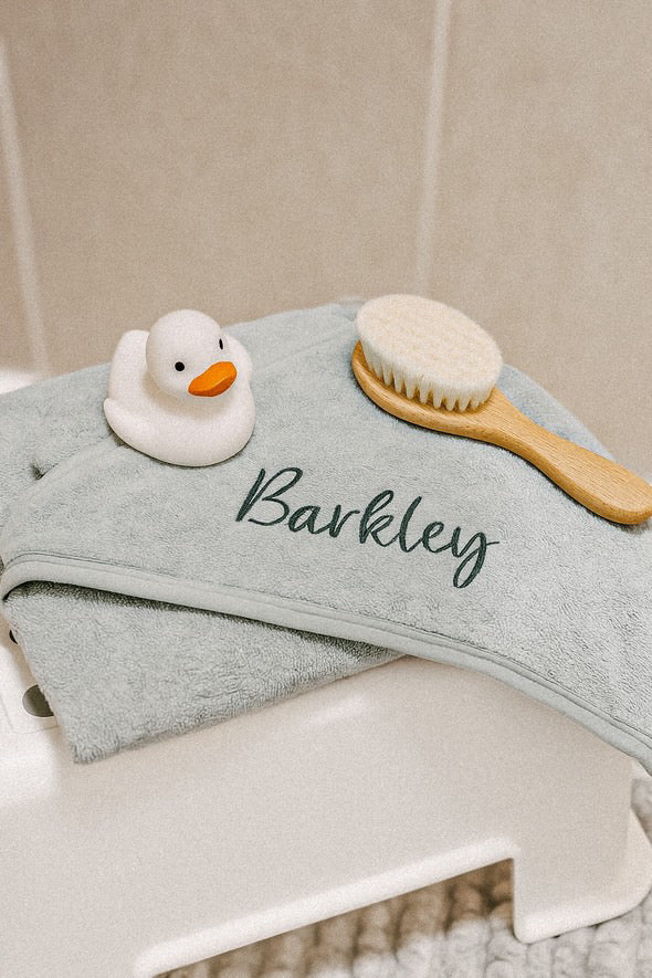 Mabel & Fox - Personalised Hooded Towel - Sea Green