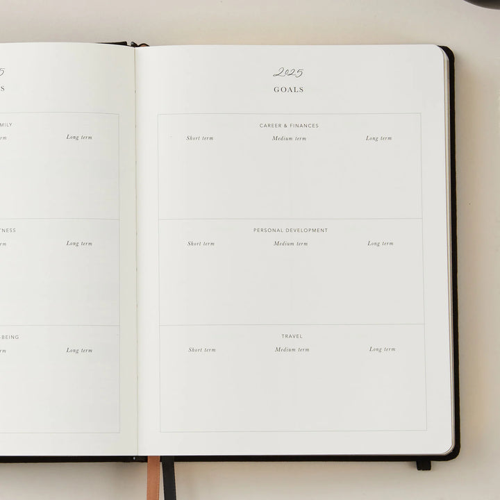 Blush & Gold - 2025 Weekly Planner - Black - Mabel & Fox