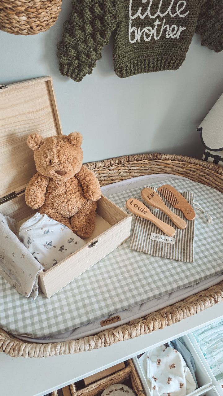 Mabel & Fox - Personalised Wooden Brush Set - Timeless Serif
