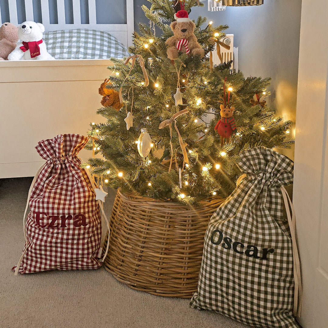 Mabel & Fox - Personalised Red Gingham Mini Gift Sack - Embroidered