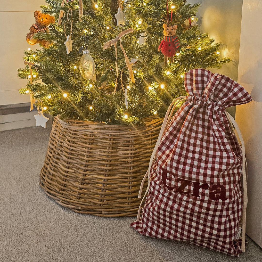 Mabel & Fox - Personalised Red Gingham Mini Gift Sack - Embroidered