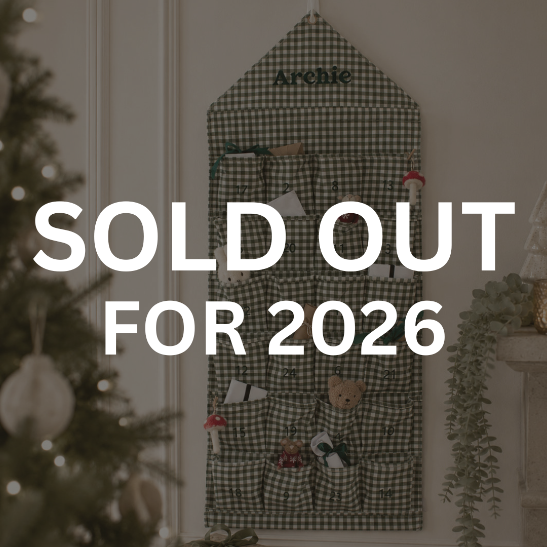 Mabel & Fox - Personalised Green Gingham Advent Calendar - Embroidered - Mabel & Fox