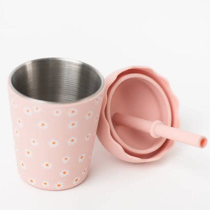 Chino Club – Mini Toddler Smoothie Cup & Straw 200ml – Pink Daisy - Mabel & Fox