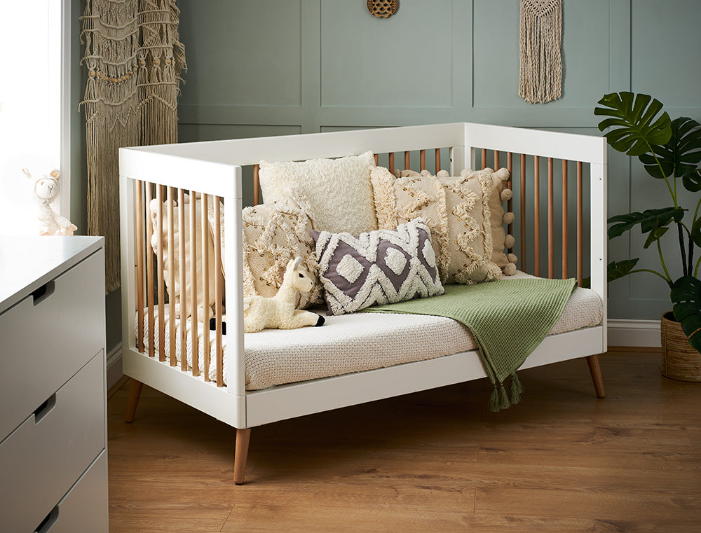 OBaby - Maya Cot Bed - White with Natural