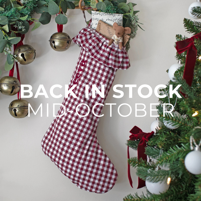 Mabel & Fox - Personalised Red Gingham Stocking - Embroidered