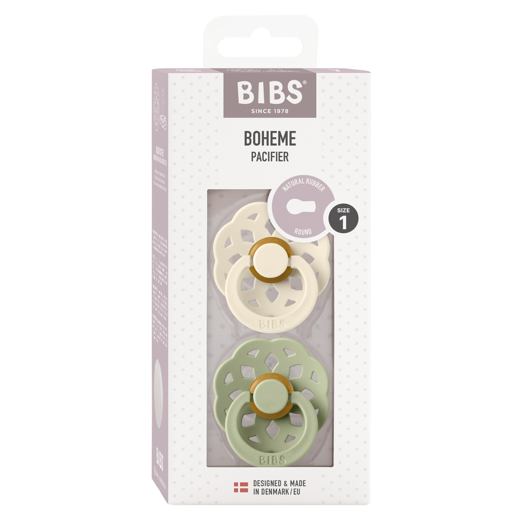 Bibs - Boheme Pacifier - Round Nipple - Ivory / Sage