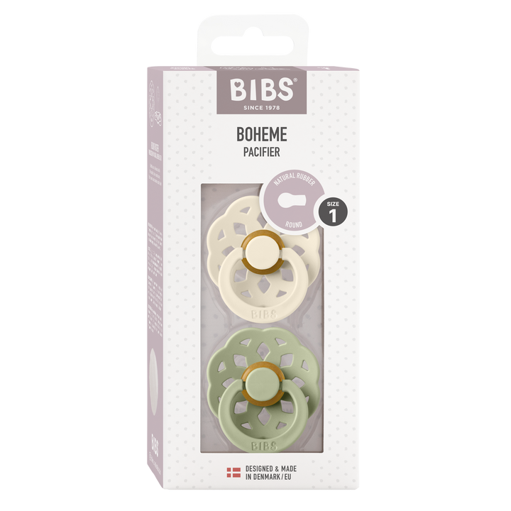 Bibs - Boheme Pacifier - Round Nipple - Ivory / Sage