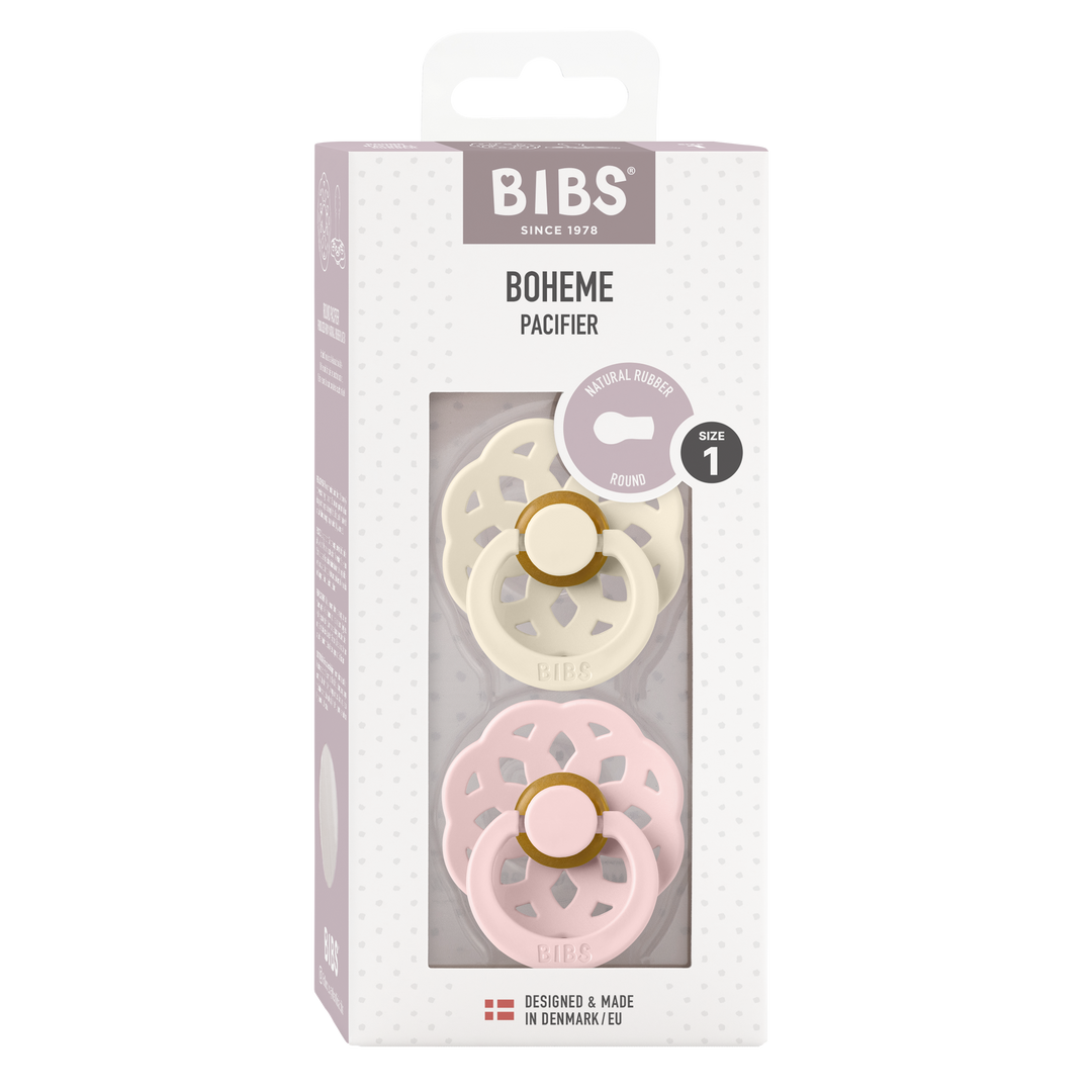 Bibs - Boheme Pacifier - Round Nipple - Ivory / Blossom - Mabel & Fox