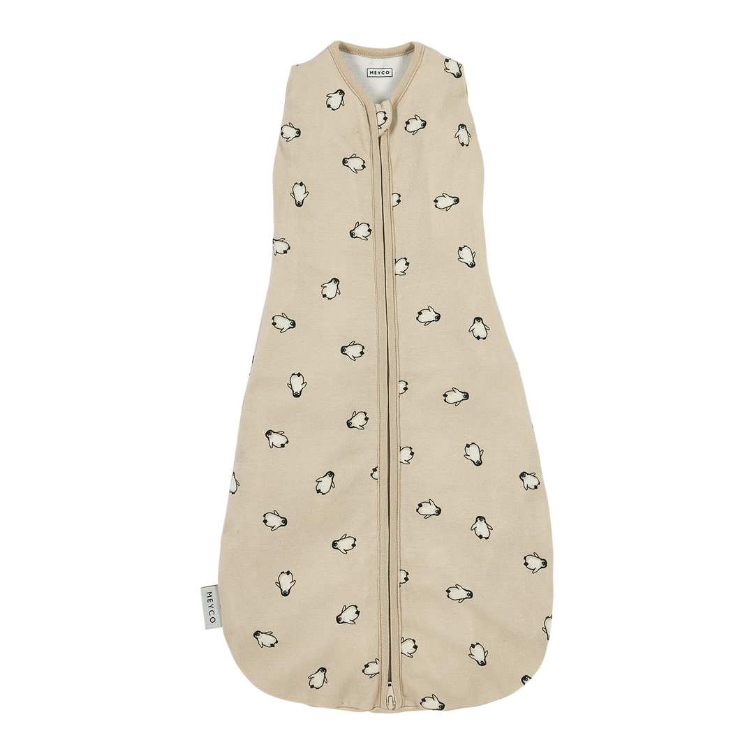 Meyco - Cocoon Sleeping Bag - Soft Sand Penguin (70cm) - Mabel & Fox