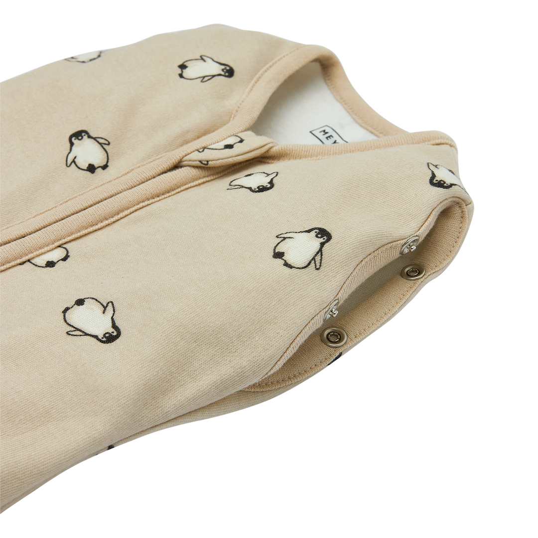 Meyco - Cocoon Sleeping Bag - Soft Sand Penguin (70cm) - Mabel & Fox