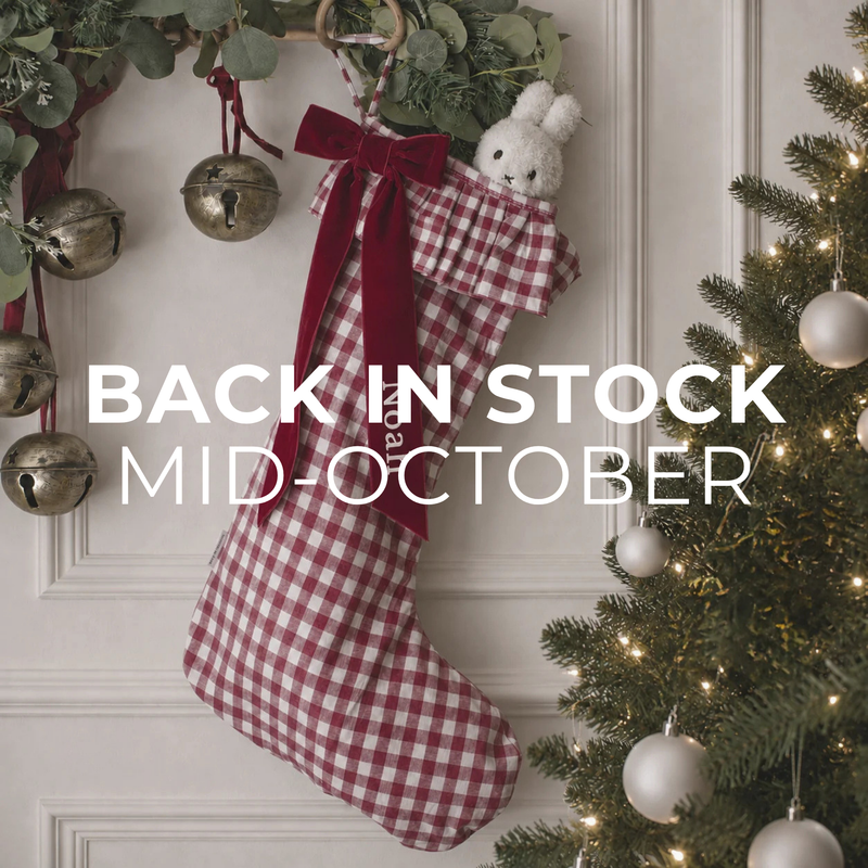 Mabel & Fox - Personalised Red Gingham Stocking - Velvet Bow