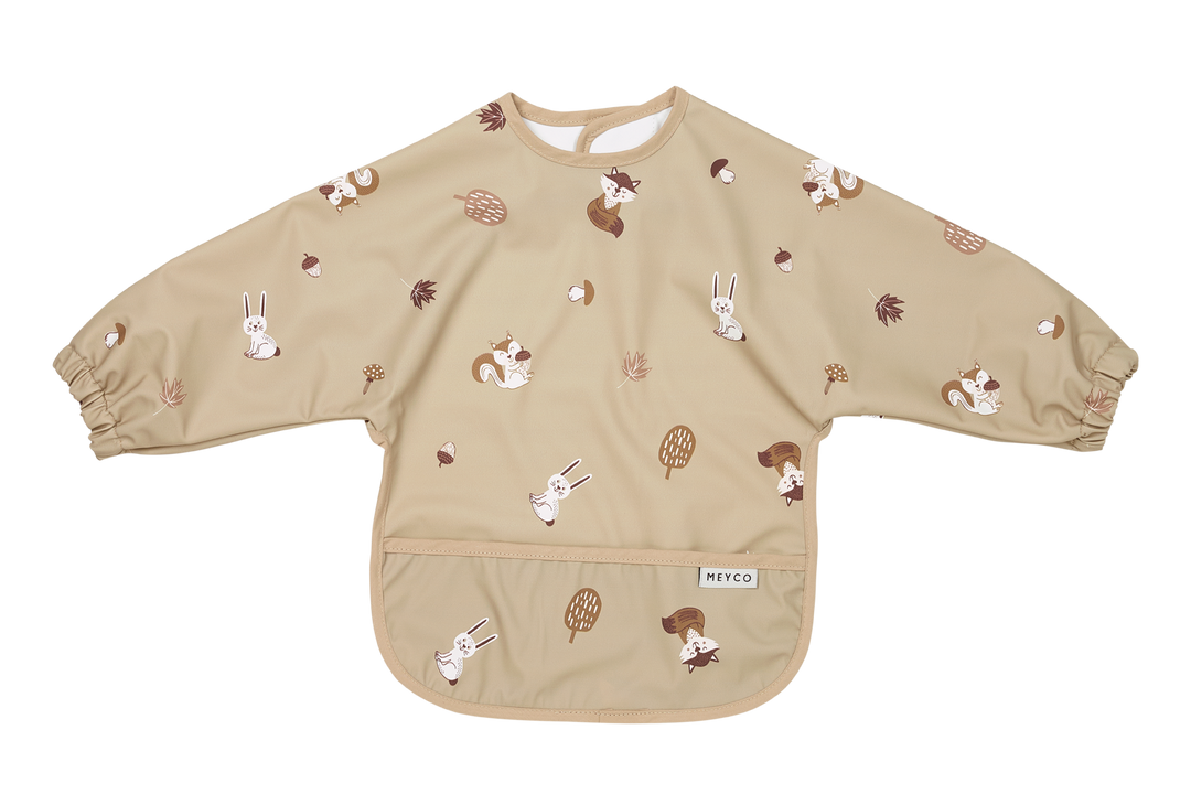 Meyco - Long Sleeved Bib - Forest Animals Sand