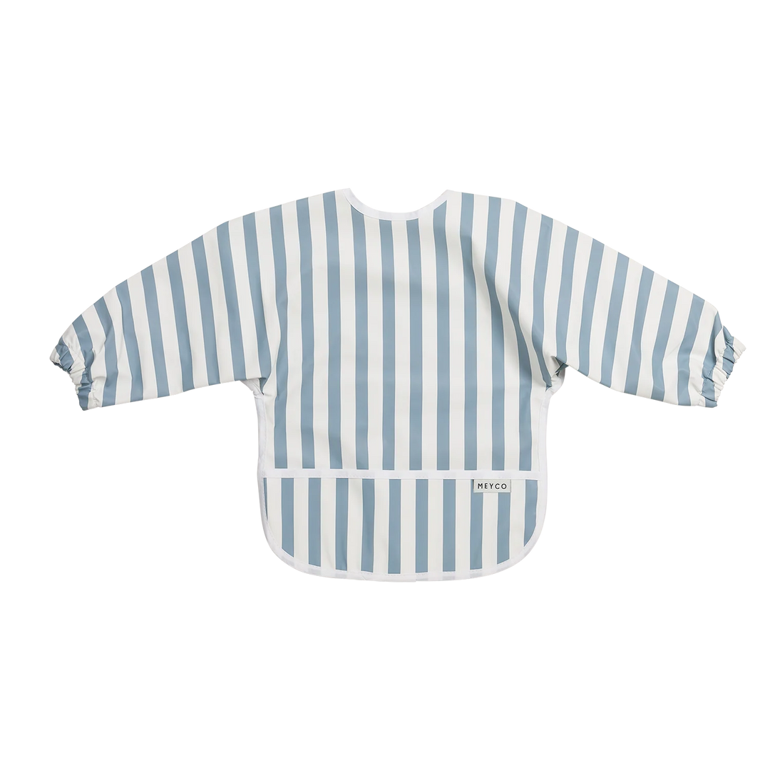 Meyco - Long Sleeved Bib - Fat Stripe Jeans Blue - Mabel & Fox