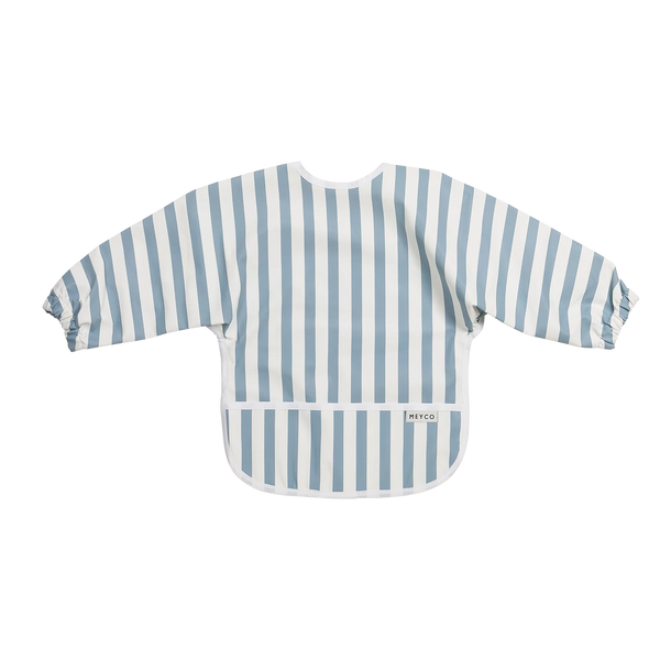Meyco - Long Sleeved Bib - Fat Stripe Jeans Blue - Mabel & Fox