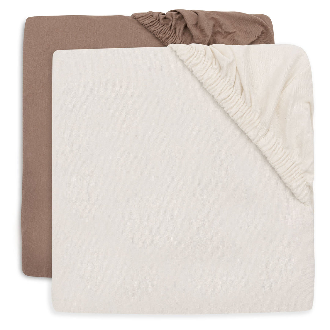 Jollein - Fitted Sheet Jersey 60x120cm - Milky Coffee/Ivory - 2 Pack - Mabel & Fox