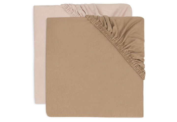 Jollein - Fitted Sheet Jersey 70x140cm - Wild Rose/Biscuit - 2 Pack - Mabel & Fox