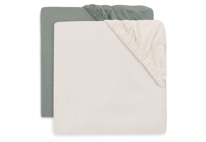 Jollein - Fitted Sheet Jersey 70/75x140/150cm - Sea Green/Ivory - 2 Pack