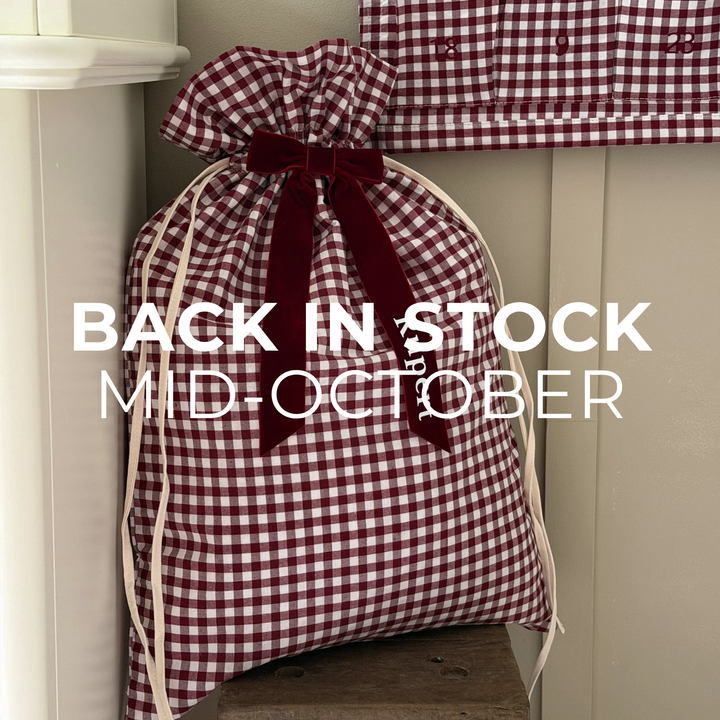 Mabel & Fox - Personalised Red Gingham Gift Sack - Velvet Bow