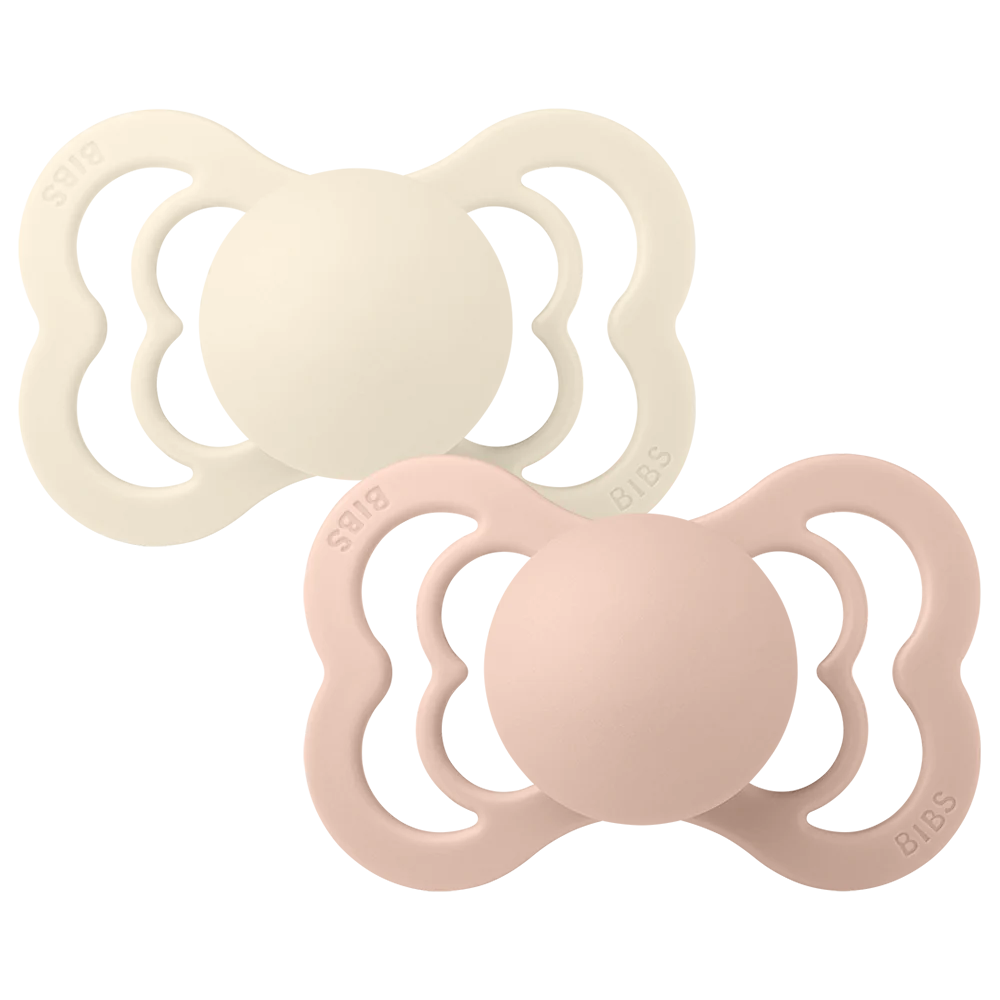 Bibs - Supreme Pacifier Silicone - Symmetrical Nipple - Ivory / Blush - Mabel & Fox
