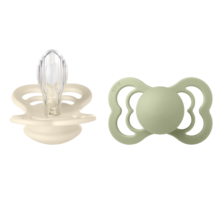 Bibs - Supreme Pacifier - Symmetrical Nipple - Ivory / Sage (Silicone)
