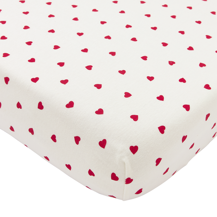 Meyco - Fitted Jersey Sheet - Sweet Heart White/Red