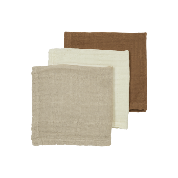 Meyco - Muslin Cloths - Off White / Sand / Toffee (3 Pack)