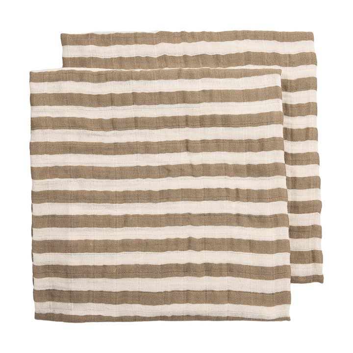 Meyco - Muslin Cloths - Taupe Stripe (2 Pack) 70x70cm