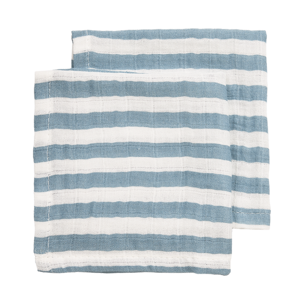 Meyco - Muslin Cloths - Jean Blue Stripe (2 Pack) - Mabel & Fox