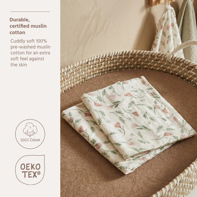 Meyco - Muslin Cloths - Flower Multicolour (2 Pack)