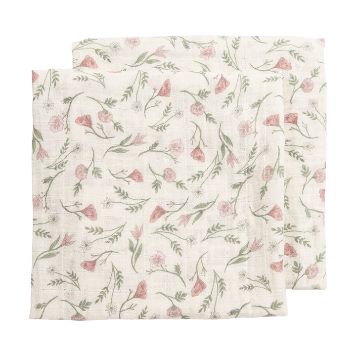 Meyco - Muslin Cloths -  Flower Multicolour (2 Pack) 70x70cm - Mabel & Fox