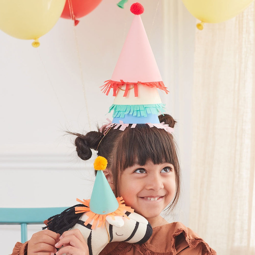Meri Meri - Mini Pom Pom Party Hats - Pack Of 8 - Mabel & Fox