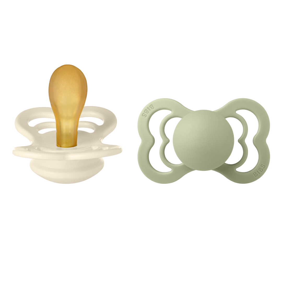 Bibs - Supreme Pacifier - Symmetrical Nipple - Ivory / Sage (Natural Rubber Latex))