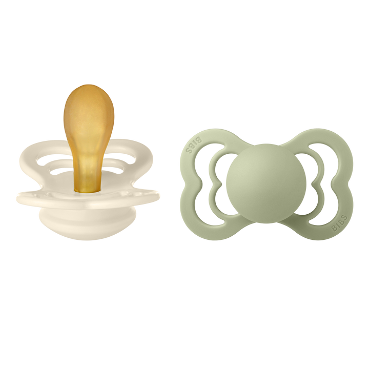 Bibs - Supreme Pacifier - Symmetrical Nipple - Ivory / Sage (Natural Rubber Latex))