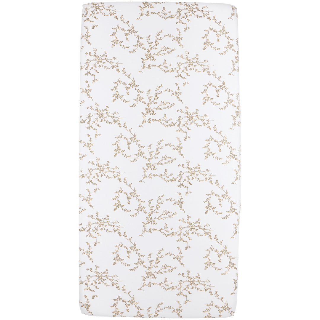 Meyco - Fitted Jersey Sheet - Sand Branches - Mabel & Fox