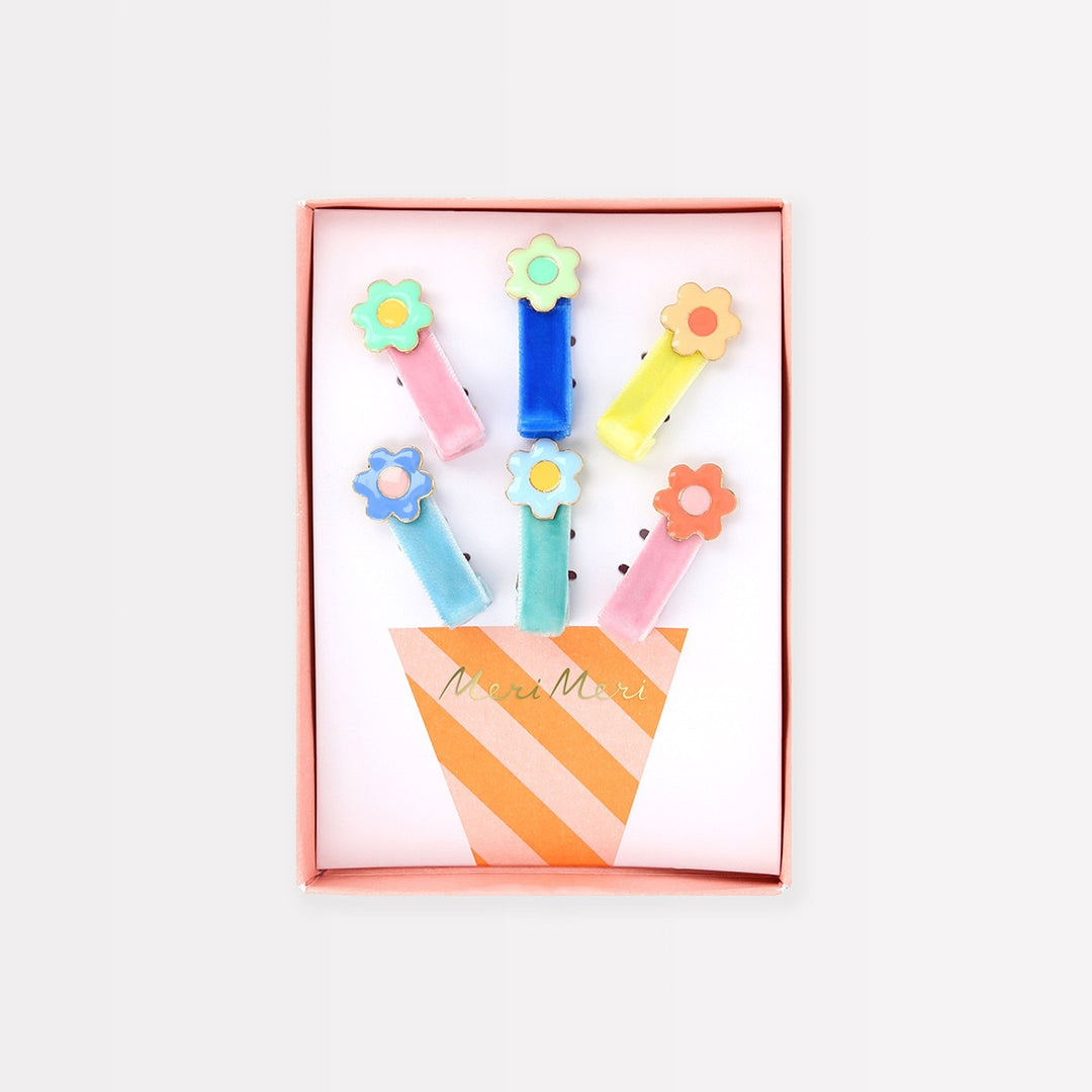 Meri Meri – Enamel Daisy Hair Clips (6 Pack) - Mabel & Fox
