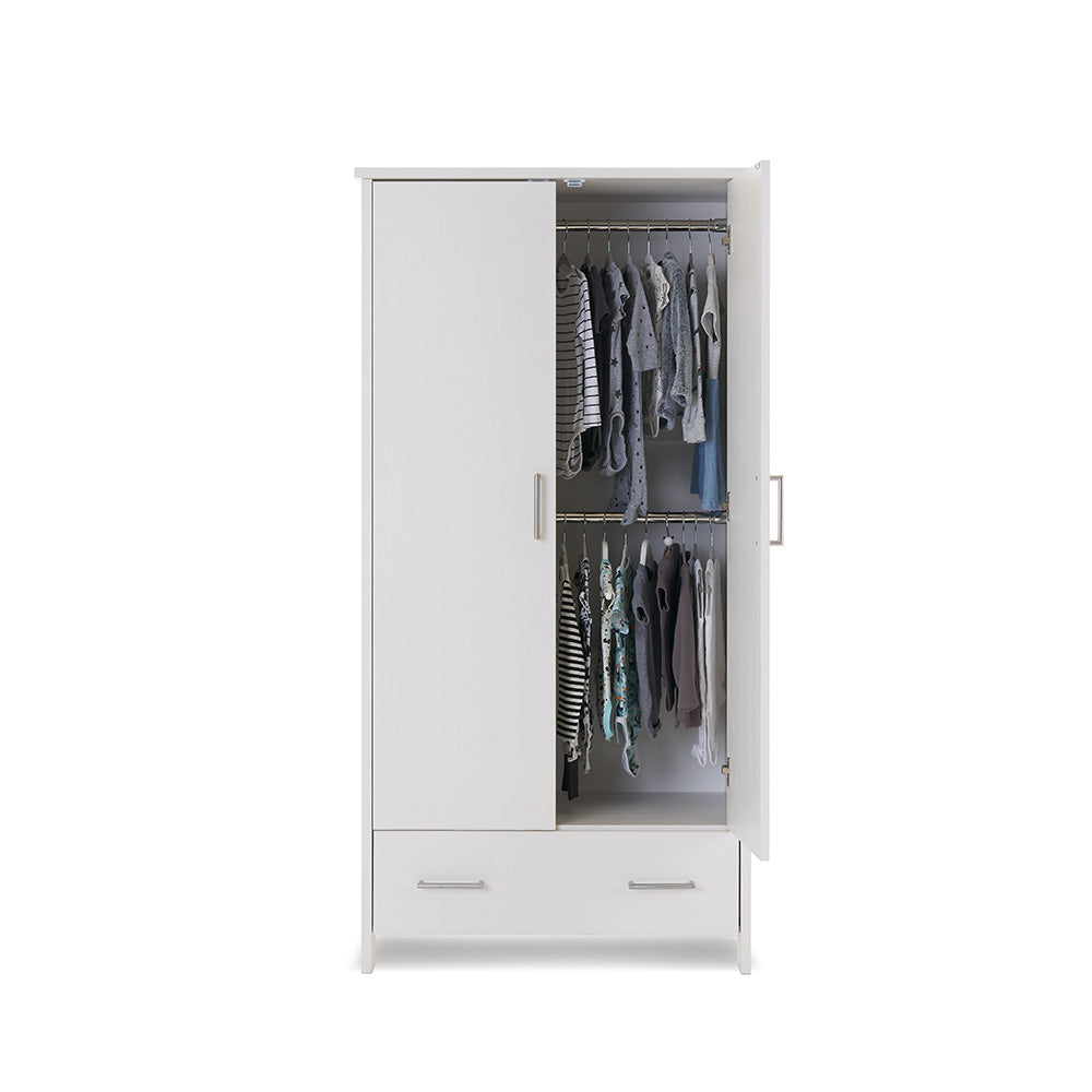 OBaby - Nika Double Wardrobe - White Wash