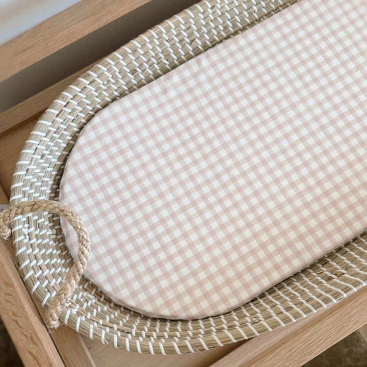 Mabel & Fox -  Basket Changing Mat - Blush Gingham