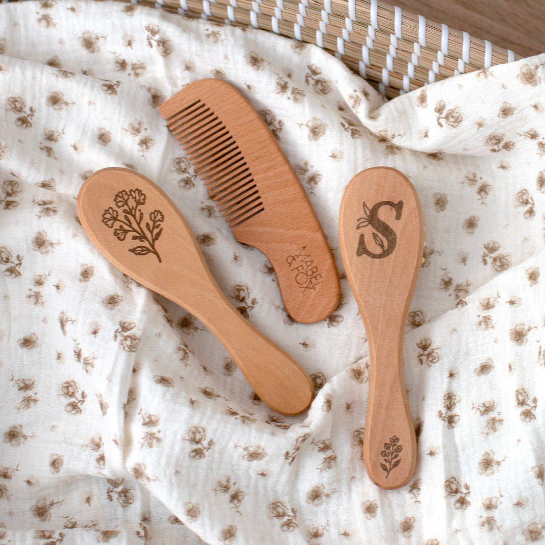 Mabel & Fox - Personalised Wooden Brush Set - Wildflower - Mabel & Fox