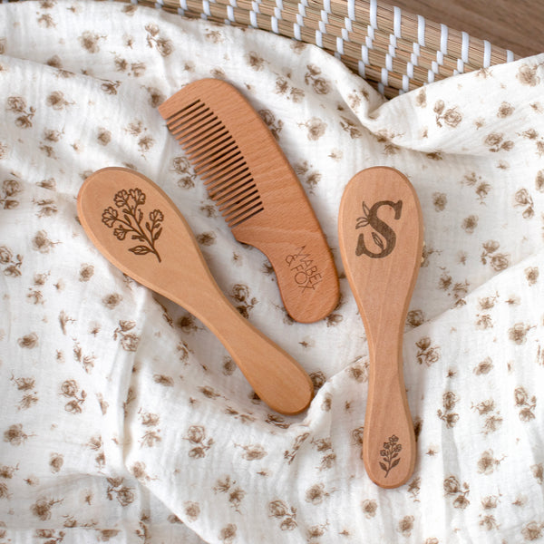 Mabel & Fox - Personalised Wooden Brush Set - Wildflower - Mabel & Fox